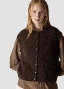 Chocolate Brown Fluffy Knit Button-Up Waistcoat image