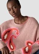 Pink Paisley Embroidered Knit Jumper image