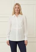 White Lace Detail Button-Up Blouse image