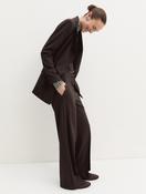 Chocolate Brown Wide-Leg Tailored Trousers image