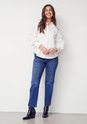 Ruched Sleeve White Shirt
