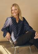 Navy Dot Tiered Sleeve Blouse image