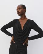 Black Sparkle Cowl Neck Top image