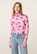 Pink Abstract Print Roll Neck Top image