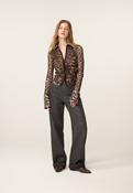 Animal Print Ruched Mesh Shirt image