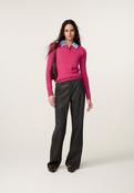 Pink Contrast Collar Knit Polo image
