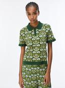 Iblues Vertice Green Pattern Knit Polo Top image