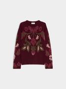 Burgundy Floral Wool-Blend Jumper