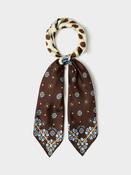 Printed Silk-Feel Scarf with Floral Detail - Wine image