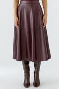 Burgundy Faux Leather A-Line Midi Skirt image