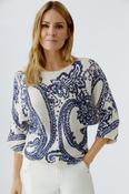 Blue Paisley Print Knit Top image