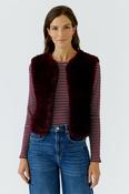 OUI Faux Fur Knitted Waistcoat - Burgundy image