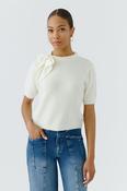 Bow Detail Short Sleeve Knit - Gardenia image
