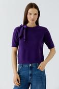 Bow Detail Short Sleeve Knit - Violet image