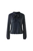 Shimmer Tie-Neck Blouse - Dark Blue