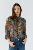 Vintage Garden Print Tie-Neck Blouse image