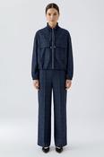 Navy Check Wide Leg Tailored Trousers image