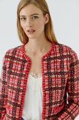 Pink Check Knit Cropped Cardigan image