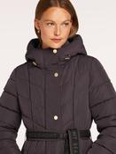 Chocolate Brown Hooded Belted Puffer Jacket image