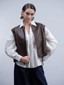 Chocolate Faux Leather Gilet image