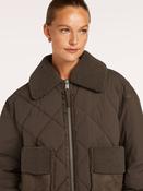 Chocolate Brown Quilted Borg Collar Jacket image
