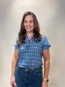 Blue Geometric Print Tie Neck Top image