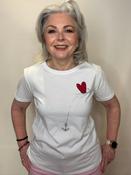 White T-Shirt with Rhinestone Heart Detail