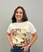 Cream Floral Short Sleeve Top