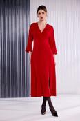 Red Wrap Front Midi Dress image