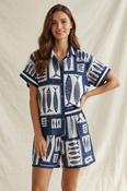 Nautical Fish Print Short Sleeve Shirt image