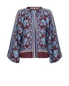 Mos Mosh Burgundy &amp; Blue Print Blouse image