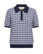 Mos Mosh Navy &amp; Blue Textured Knit Polo Top