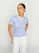 Classic Contrast Trim Cotton T-Shirt - Blue image
