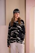 Black &amp; Beige Abstract Print Long-Sleeve Top image