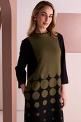 Khaki &amp; Black Circle Print Midi Dress image