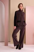 Chocolate Brown Contrast Stripe Wide-Leg Trousers image