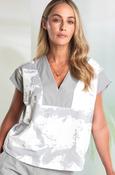 Grey Abstract V-Neck Top image