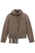 Taupe Wool Blend Jacket with Scarf image