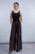 Chocolate Tie Waist Wide Leg Trousers image