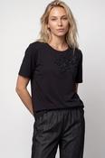 Black Embellished Floral T-Shirt image