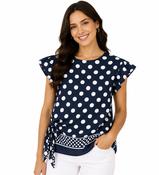 Elira Polka Dot Top Navy image