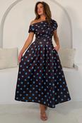 Betty Polka Dot Midi Dress Brown image