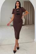 Emma Bow Dress Brown image