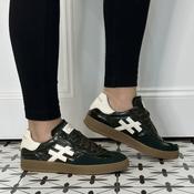 Another Trend A032 Trainers Dark Green Leather and Suede image