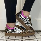 Another Trend A034 Multicoloured Leopard &amp; Zebra Print Trainers image