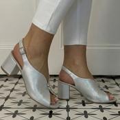 BIOECO 4263 Medium Block Heel V Front Sandal Silver Shimmer image