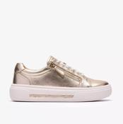 Clarks Hollyrose Zip Gold Leather Trainer image