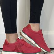 Fitflop RETRO-Q Fabric/Suede Sneakers Berry Red