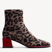 Gioseppo 80683 Leopard Print Sock-Style Ankle Boots Red Heel image