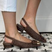 Hispanitas Azucena RHV264658 Brown Leather and Raffia Slingback image